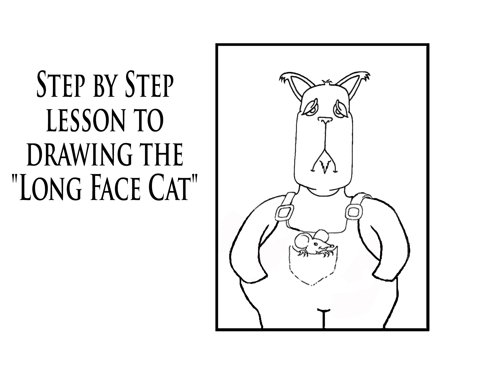 How to draw a long face cat.